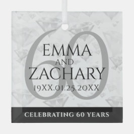 Elegant 60th Diamond Wedding Jubileum Glas Ornament