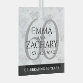 Elegant 60th Diamond Wedding Jubileum Glas Ornament (Voorkant Rechts)
