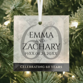 Elegant 60th Diamond Wedding Jubileum Glas Ornament