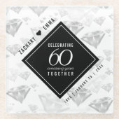 Elegant 60th Diamond Wedding Jubileum Glazen Onderzetter (Voorkant)