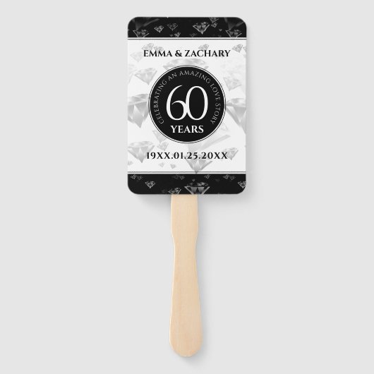 Elegant 60th Diamond Wedding Jubileum Handwaaier (Achterkant)