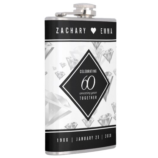 Elegant 60th Diamond Wedding Jubileum Heupfles (Rechts)