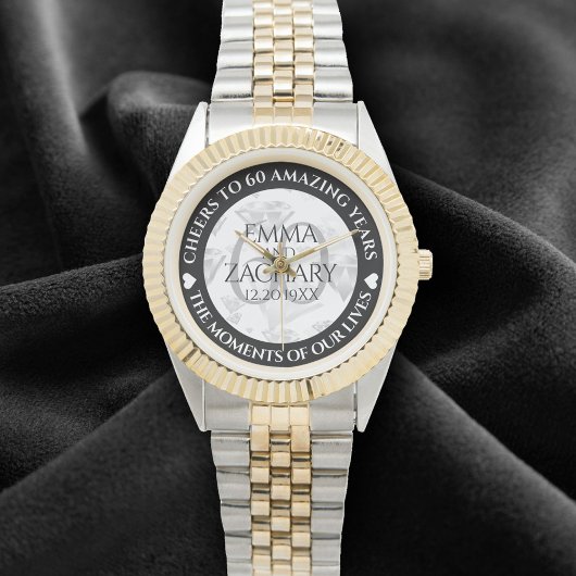 Elegant 60th Diamond Wedding Jubileum Horloge