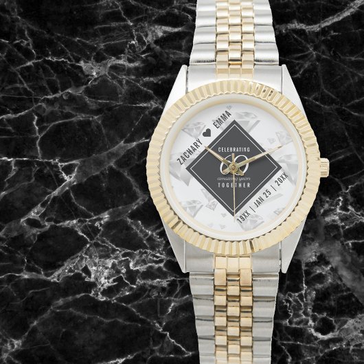 Elegant 60th Diamond Wedding Jubileum Horloge