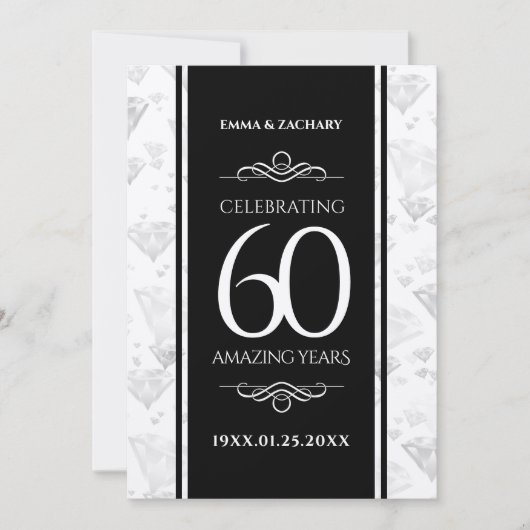 Elegant 60th Diamond Wedding Jubileum Kaart (Voorkant)