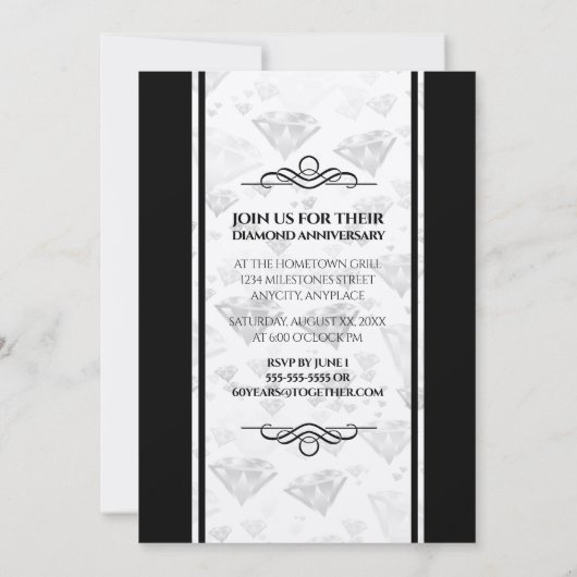 Elegant 60th Diamond Wedding Jubileum Kaart (Achterkant)