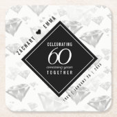 Elegant 60th Diamond Wedding Jubileum Kartonnen Onderzetters (Voorkant)