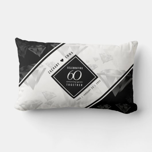 Elegant 60th Diamond Wedding Jubileum Kussen (Achterkant)