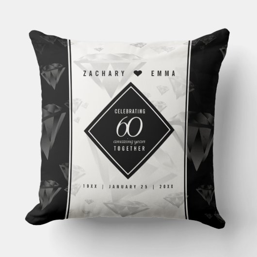 Elegant 60th Diamond Wedding Jubileum Kussen (Voorkant)