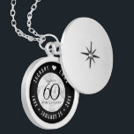 Elegant 60th Diamond Wedding Jubileum Locket Ketting<br><div class="desc">Vier de 60ste trouwdag in stijl met deze herdenkingsmedaille! Elegante zwart-witte letters met gestileerde diamantconfetti op een witte achtergrond voegen een memorabele touch toe voor deze speciale gelegenheid en buitengewone mijlpaal. Pas aan met de namen van het gelukkige paar, en voeg data toe voor hun diamanten jubileum. Ontwerp © W.H....</div>