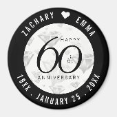 Elegant 60th Diamond Wedding Jubileum Magneet (Voorkant)