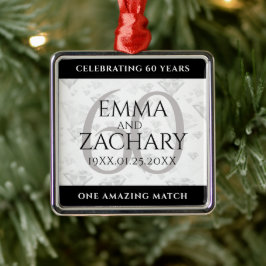 Elegant 60th Diamond Wedding Jubileum Metalen Ornament