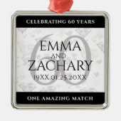 Elegant 60th Diamond Wedding Jubileum Metalen Ornament (Voorkant)