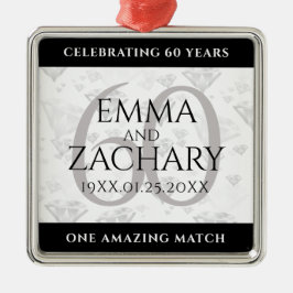 Elegant 60th Diamond Wedding Jubileum Metalen Ornament
