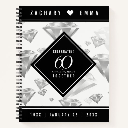 Elegant 60th Diamond Wedding Jubileum Notitieboek (Voorkant)