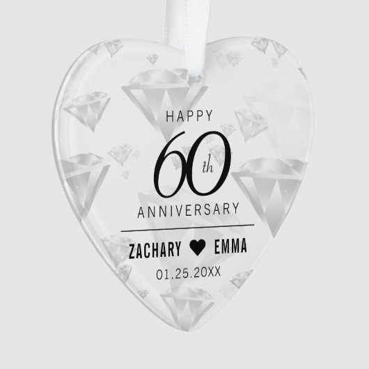 Elegant 60th Diamond Wedding Jubileum Ornament (voorkant)