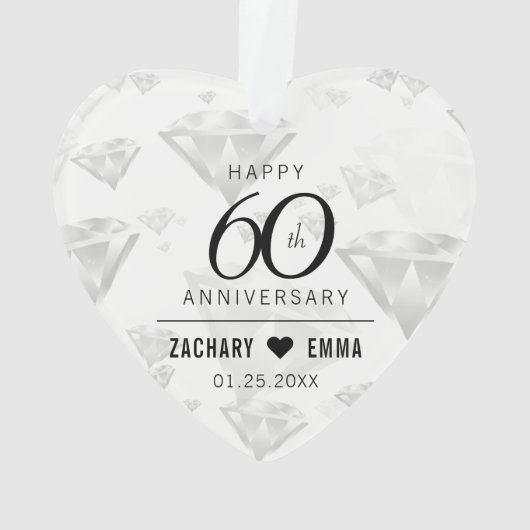 Elegant 60th Diamond Wedding Jubileum Ornament (achterkant)