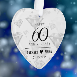 Elegant 60th Diamond Wedding Jubileum Ornament