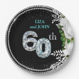 Elegant 60th Diamond Wedding Jubileum Papieren Bordje