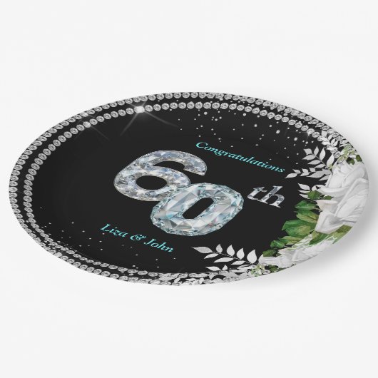 Elegant 60th Diamond Wedding Jubileum Papieren Bordje (Gekanteld)