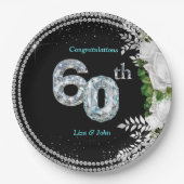 Elegant 60th Diamond Wedding Jubileum Papieren Bordje (Voorkant)