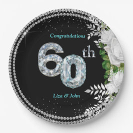Elegant 60th Diamond Wedding Jubileum Papieren Bordje