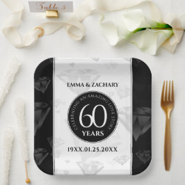 Elegant 60th Diamond Wedding Jubileum Papieren Bordje