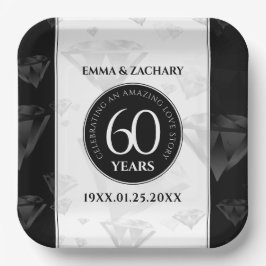 Elegant 60th Diamond Wedding Jubileum Papieren Bordje
