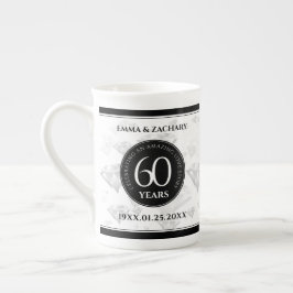 Elegant 60th Diamond Wedding Jubileum Porselein Kop