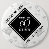Elegant 60th Diamond Wedding Jubileum Ronde Button 6,0 Cm (Voorkant)