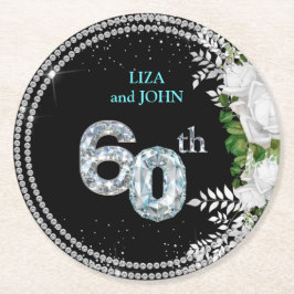 Elegant 60th Diamond Wedding Jubileum Ronde Kartonnen Onderzetter