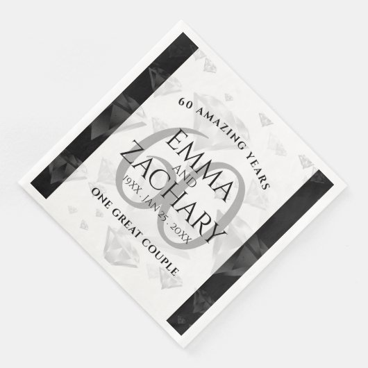 Elegant 60th Diamond Wedding Jubileum Servet (Hoek)