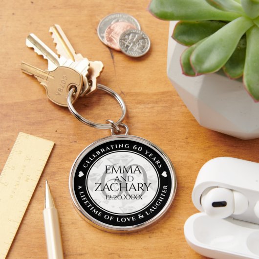 Elegant 60th Diamond Wedding Jubileum Sleutelhanger (Bureau)