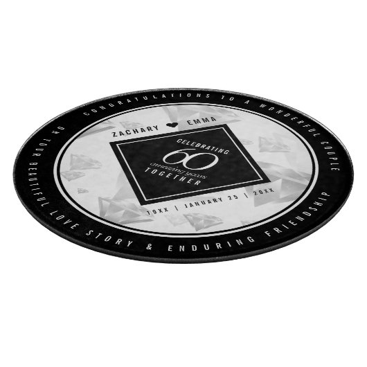 Elegant 60th Diamond Wedding Jubileum Snijplank (Hoek)