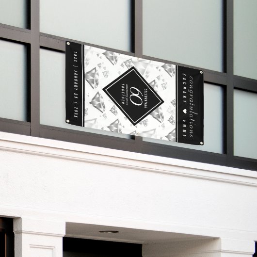 Elegant 60th Diamond Wedding Jubileum Spandoek (Buitenkant Gebouw)