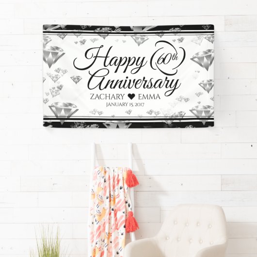 Elegant 60th Diamond Wedding Jubileum Spandoek (Insitu)