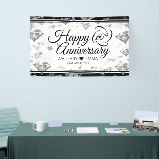 Elegant 60th Diamond Wedding Jubileum Spandoek (Beurs)