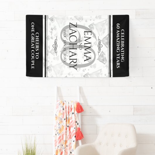 Elegant 60th Diamond Wedding Jubileum Spandoek (Insitu)