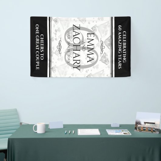 Elegant 60th Diamond Wedding Jubileum Spandoek (Beurs)