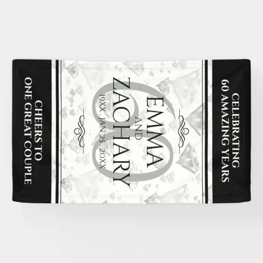 Elegant 60th Diamond Wedding Jubileum Spandoek (Horizontaal)