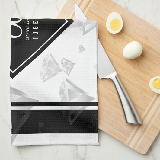 Elegant 60th Diamond Wedding Jubileum Theedoek (Quarter Fold)