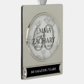 Elegant 60th Diamond Wedding Jubileum Verzilverd Banner Ornament (Rechts)