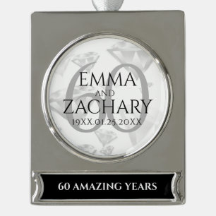 Elegant 60th Diamond Wedding Jubileum Verzilverd Banner Ornament