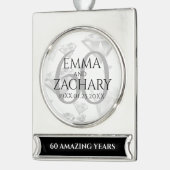 Elegant 60th Diamond Wedding Jubileum Verzilverd Banner Ornament (Links)