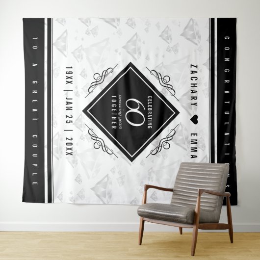 Elegant 60th Diamond Wedding Jubileum Wandkleed (In Situ (horizontaal))