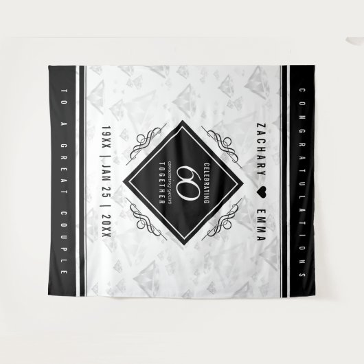 Elegant 60th Diamond Wedding Jubileum Wandkleed (Voorkant (horizontaal))