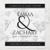 Elegant 60th Diamond Wedding Jubileum Wijn Etiket (Enkel label)