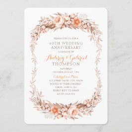Elegant 60th Wedding Jubileum Floral Herfst Kaart