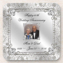 Elegant 60th Wedding Jubileum Foto Onderzetter