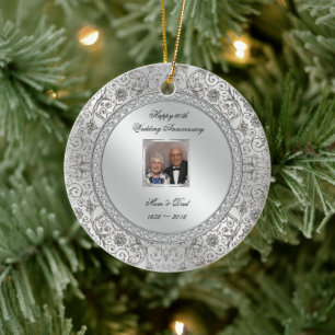 Elegant 60th Wedding Jubileum Foto Ornament